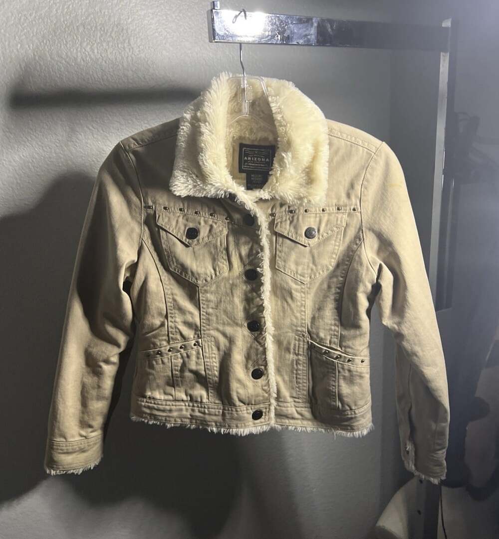 Arizona Jean Co Sherpa Lined Tan Corduroy Jacket Womens Medium